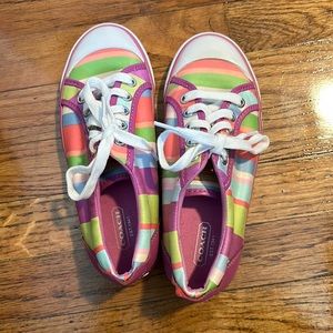 Rainbow coach shoes with white laces. Hardly worn. Size 6. In Great condition